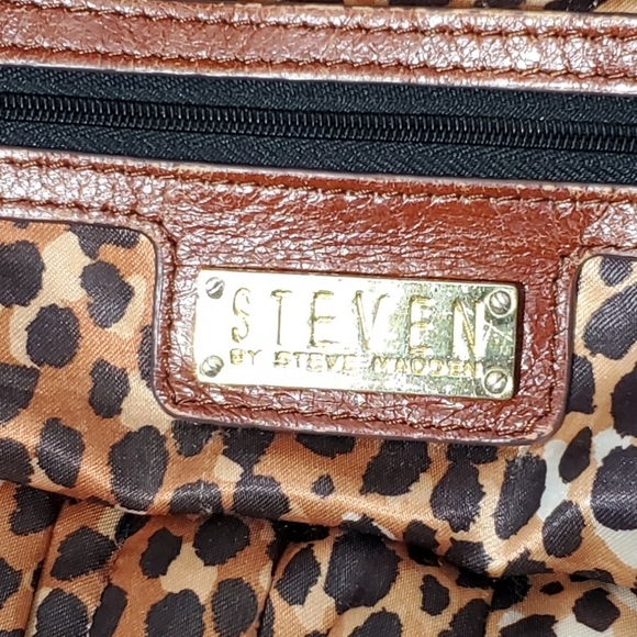 STEVEN BY STEVE MADDEN Large Brown Distressed Cotton Canvas Purse with L… - Picture 4 of 12